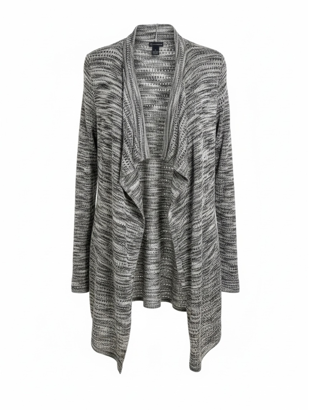 New Directions XL Marled Gray Waterfall Drape Front Open Cardigan Long Sleeve